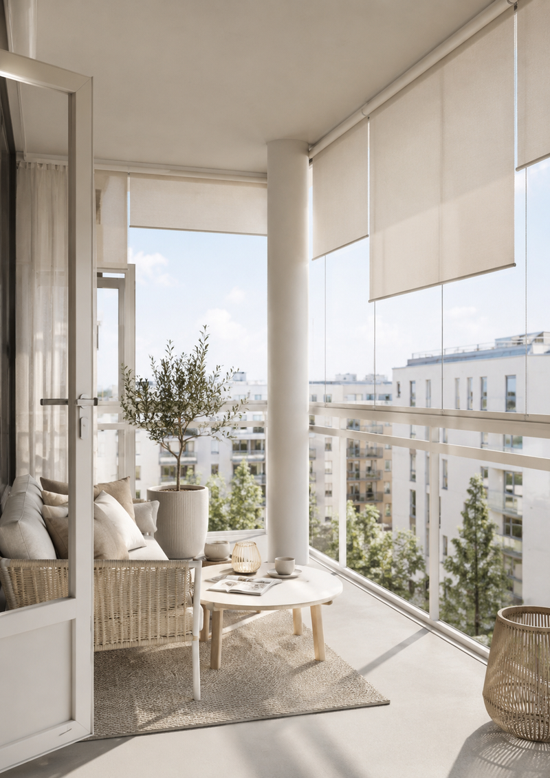 Balcony privacy and sun protection detail