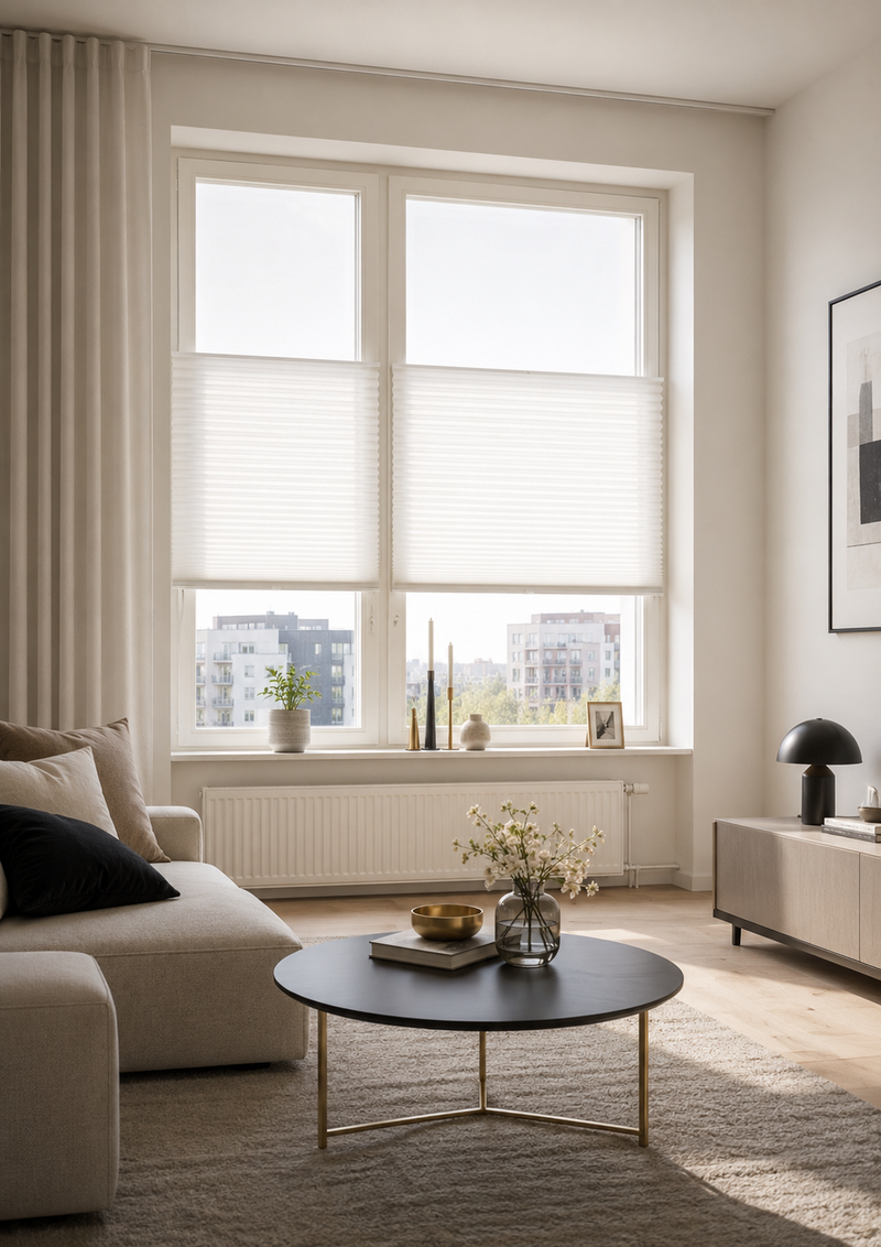 Made-to-measure pleated blinds close-up