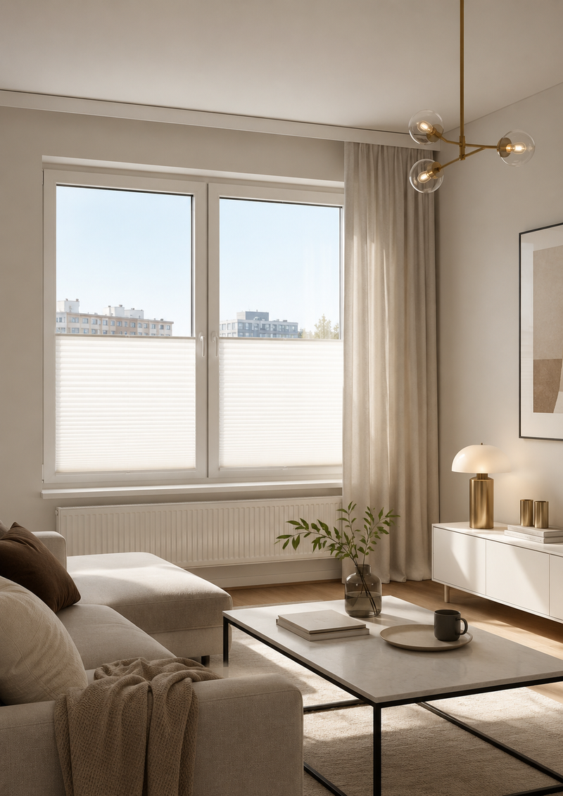 Pleated blinds for clean window lines