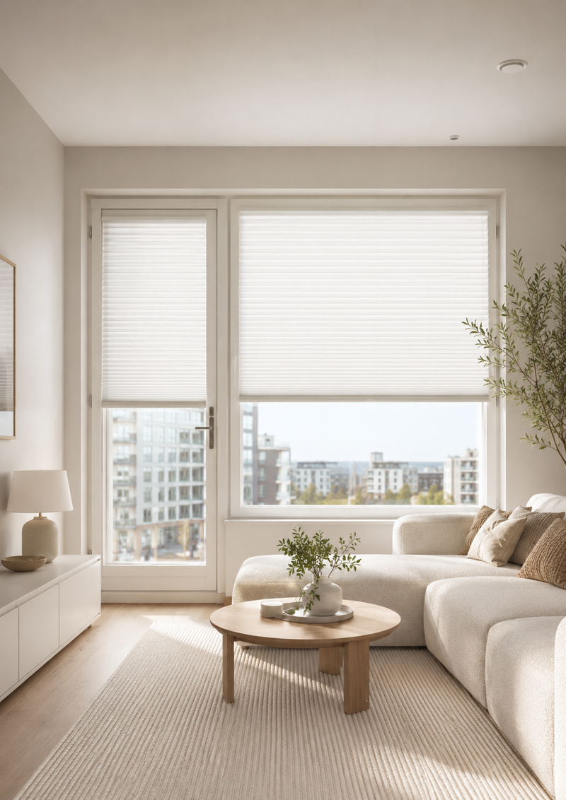Pleated blinds detail for modern interiors