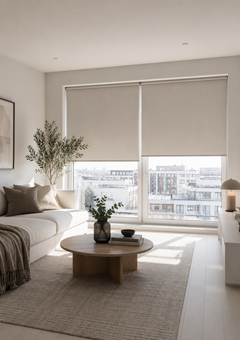 Roller blinds inspiration in a bright interior