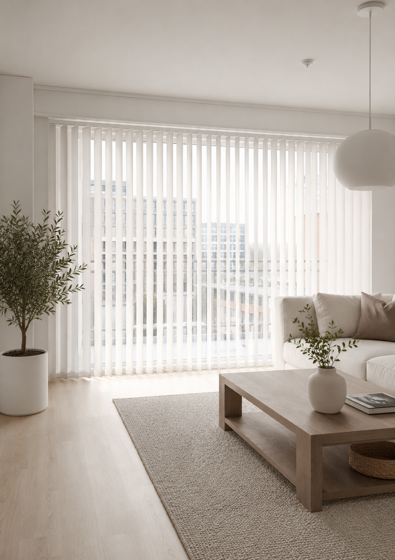 Vertical blinds in a modern apartment
