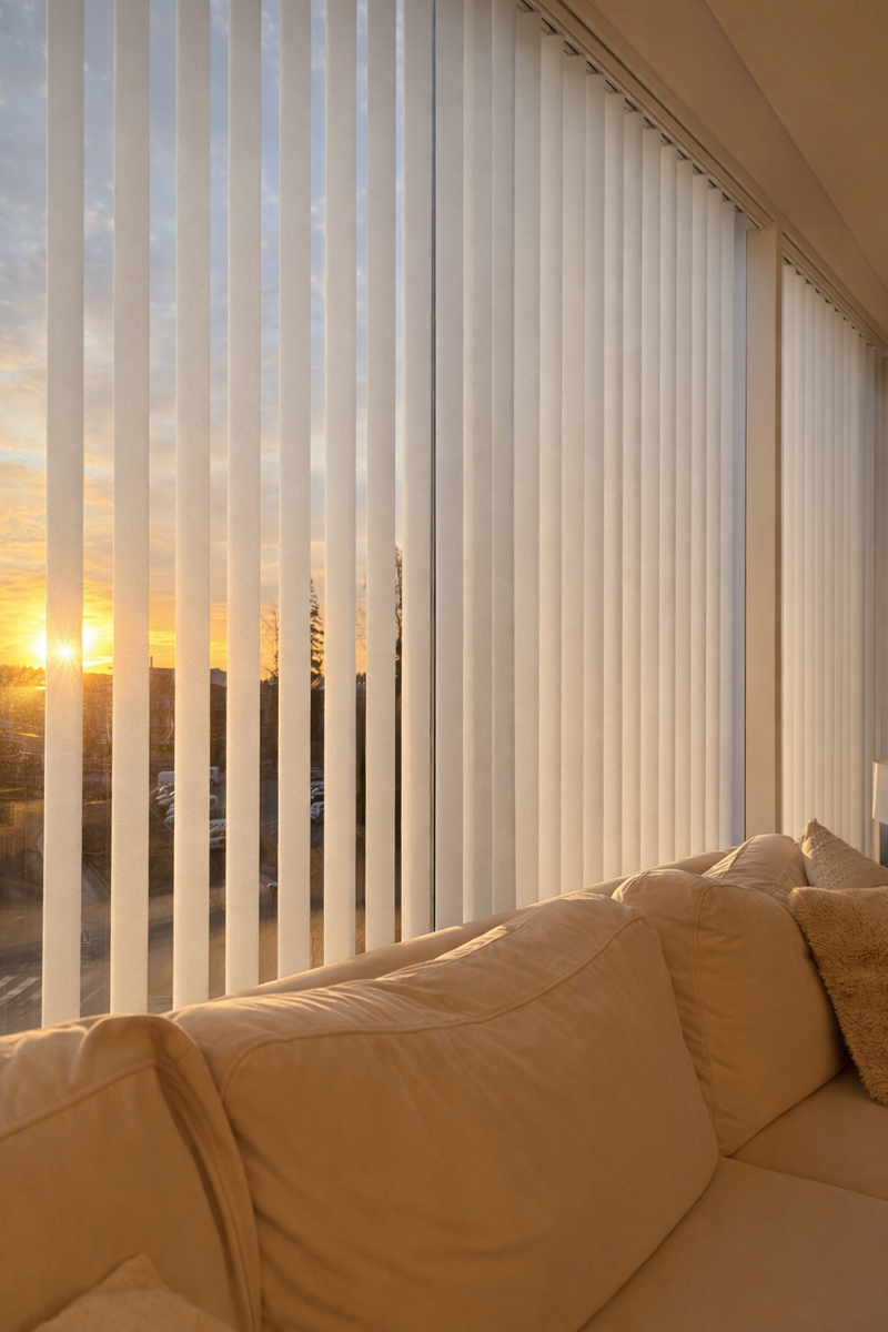 Vertical blinds on tall windows